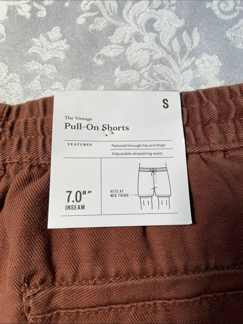 NWT Goodfellow & Co. Men's Chestnut Brown Drawstring Athletic Shorts.  Size S. - Picture 3 of 4